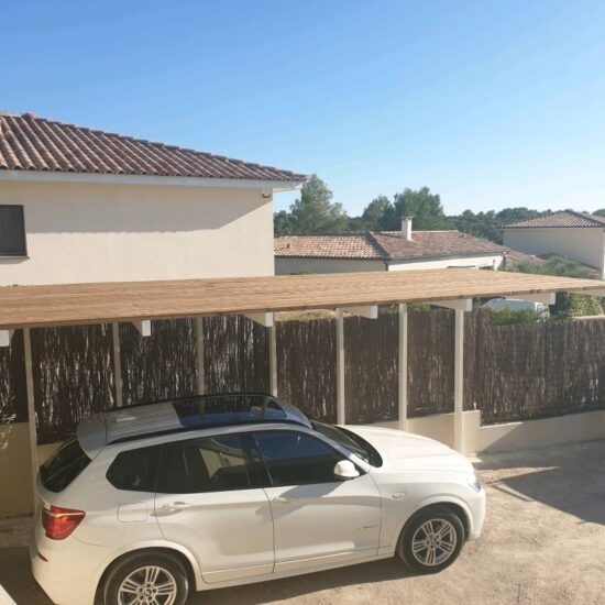 Carport acier bois 3 - Pergolas - site CMT Métallurgie